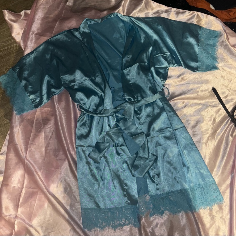 Aqua Blue Lace Robe